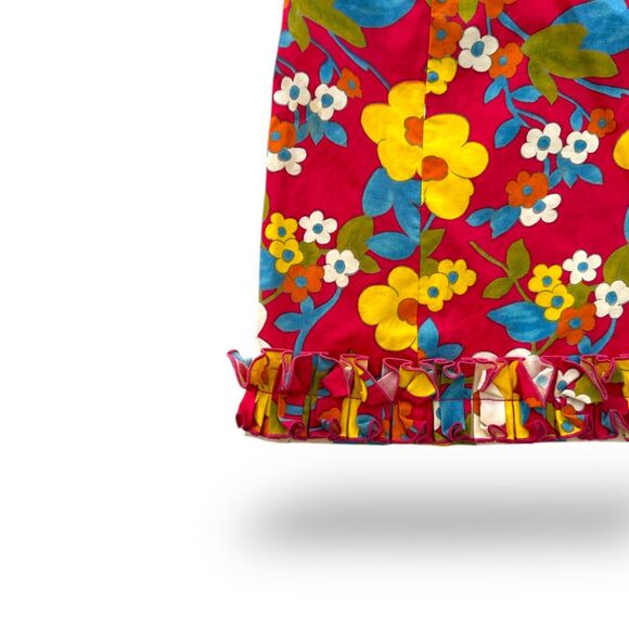 Vintage McMullen Sleeveless Floral Dress Ruffle Neck/Hem Hidden Backzip, Pockets - Picture 8 of 10